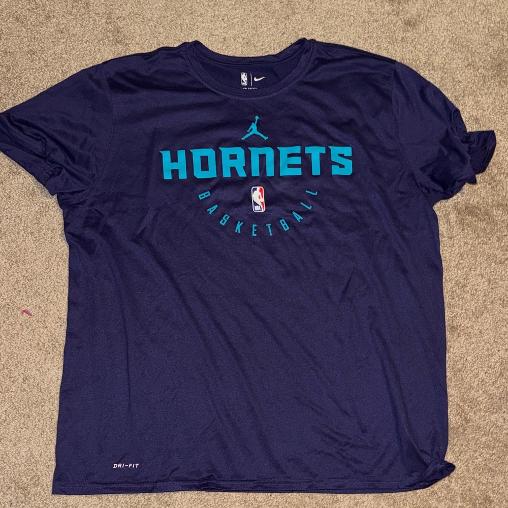 Nike Navy and Teal Hornets Basketball Tee